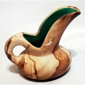 Vintage Colorado Pottery Mini Creamer Pitcher Wood Grain Green Glaze